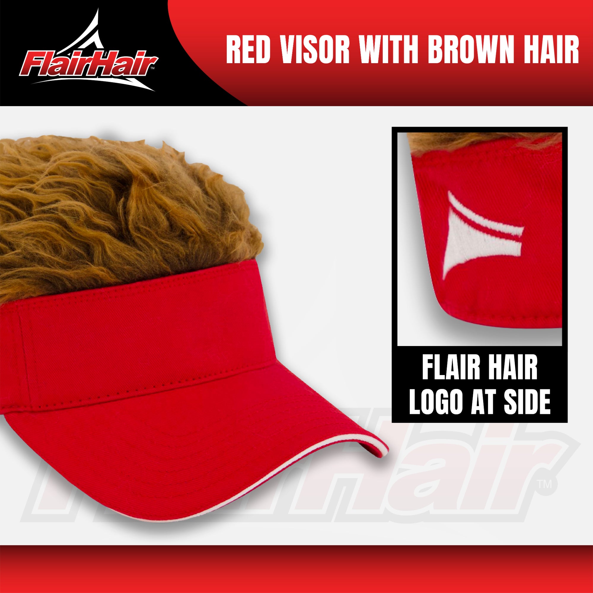 Flair Hair Women's Sun Visor Cap with Fake Hair, Adjustable Baseball Hat