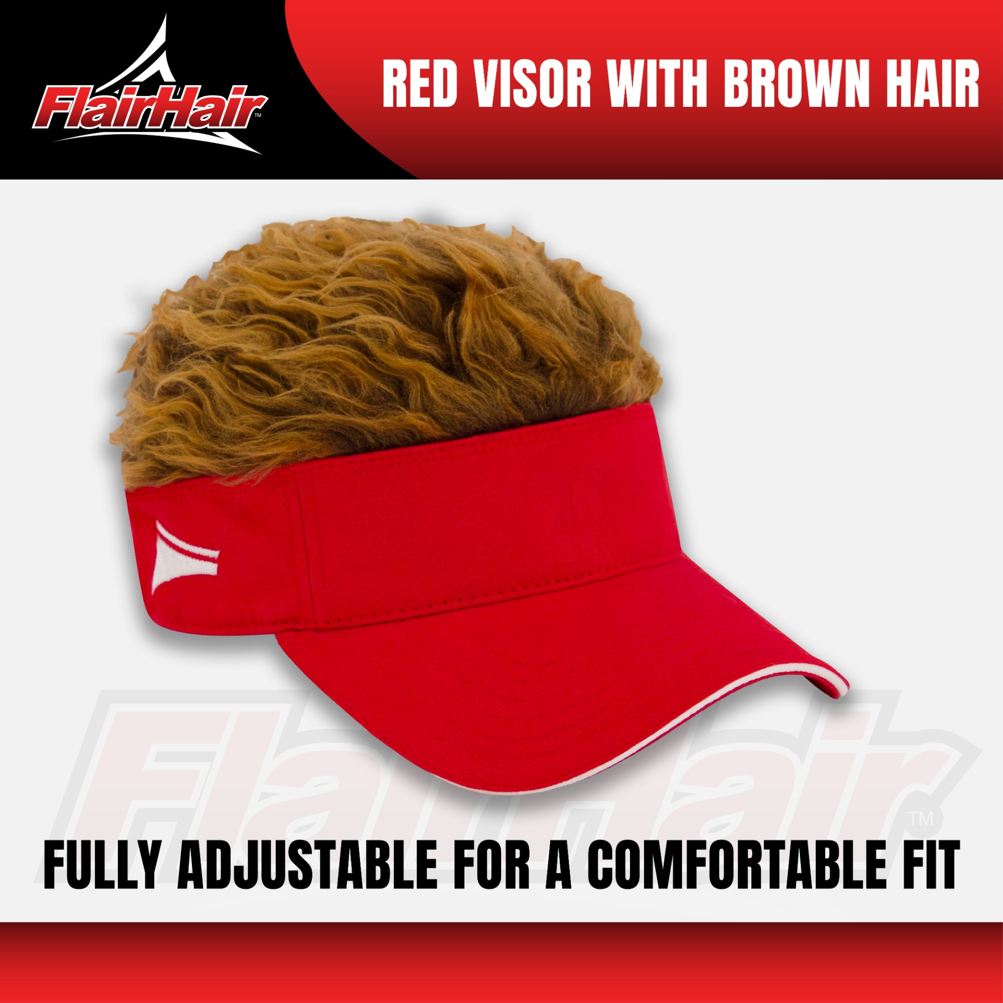 Flair Hair Women's Sun Visor Cap with Fake Hair, Adjustable Baseball Hat