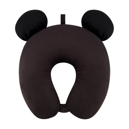 Disney Mickey Mouse Neck Pillow, Travel Accessories with 3D Ears for Airplane, Car and Office, Comfortable and Breathable, Black