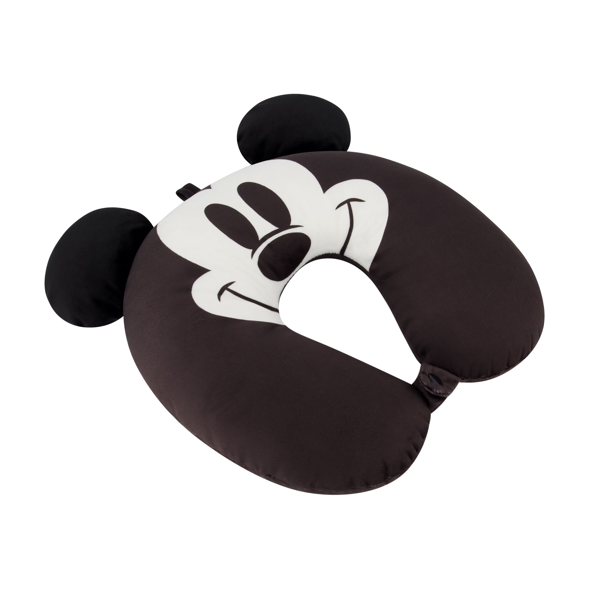 Disney Mickey Mouse Neck Pillow, Travel Accessories with 3D Ears for Airplane, Car and Office, Comfortable and Breathable, Black