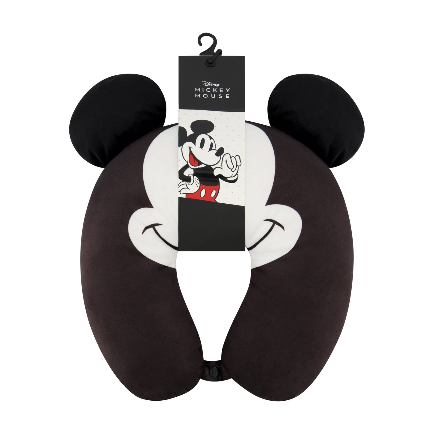 Disney Mickey Mouse Neck Pillow, Travel Accessories with 3D Ears for Airplane, Car and Office, Comfortable and Breathable, Black