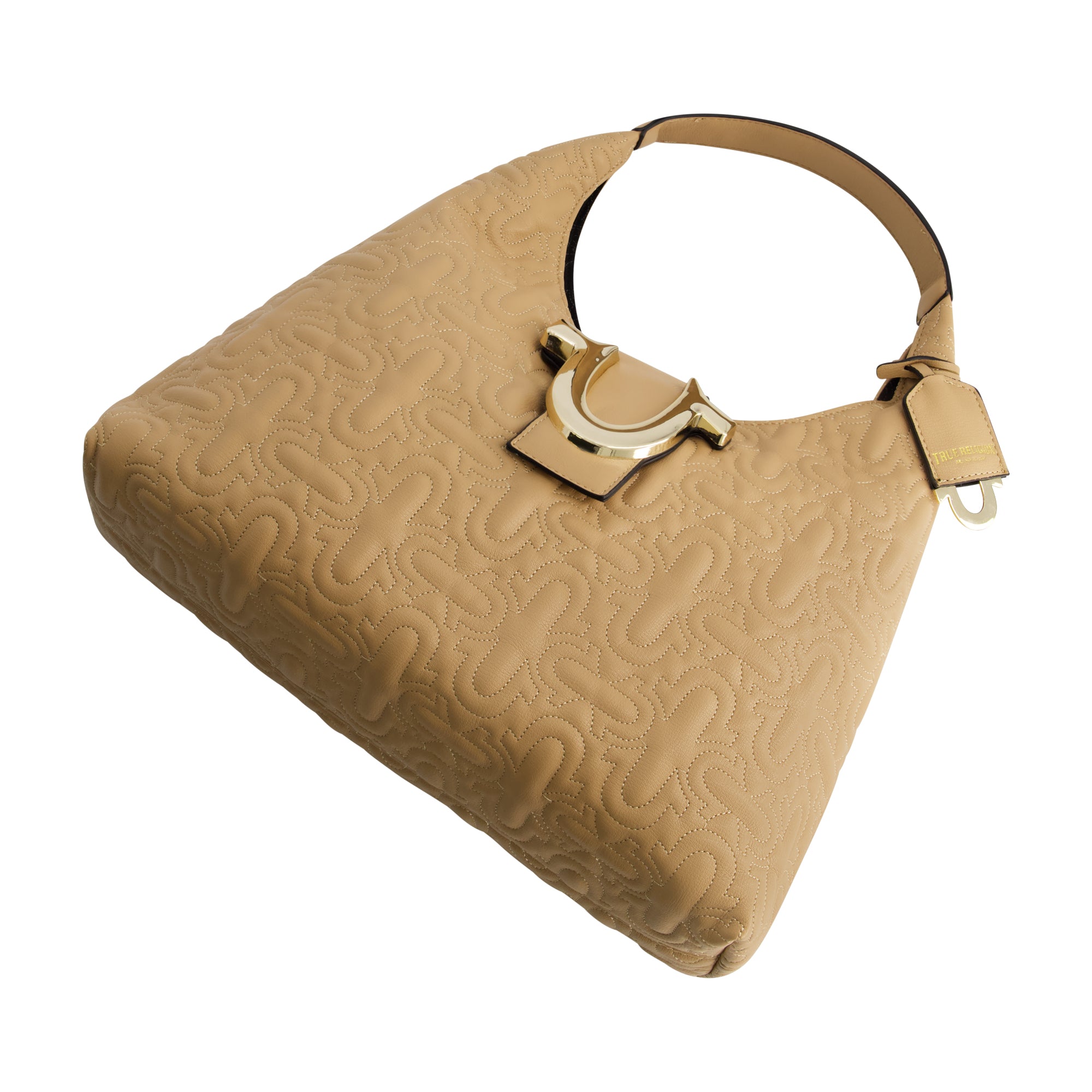 True Religions Quilted Horseshoe Medium Hobo, CAMEL