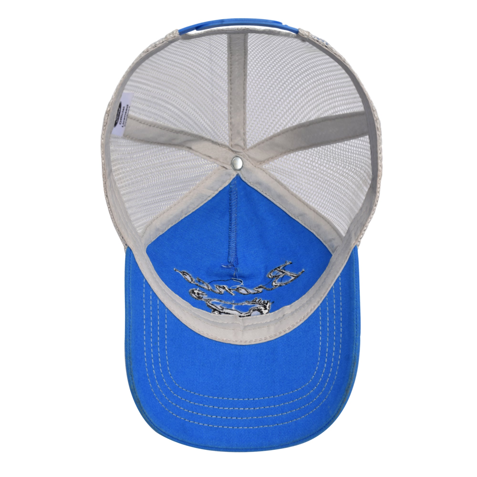 Ford Bronco Embroidered Logo Washed Cotton Adjustable Trucker Hat with Curved Brim, Royal Blue, One Size