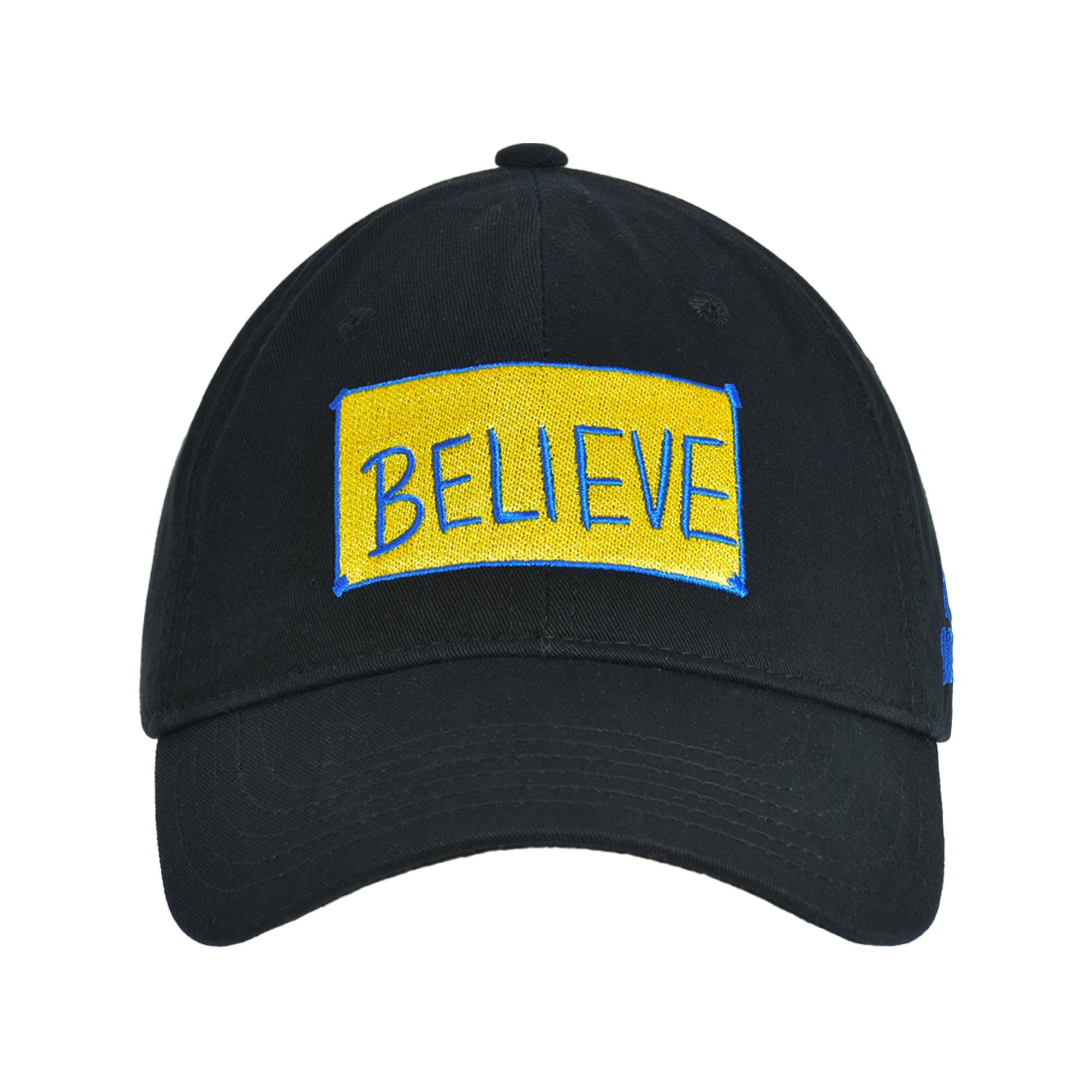 Ted Lasso Dad Hat, Believe Print Cotton Adjustable Baseball Cap with Curved Brim, Black, One Size