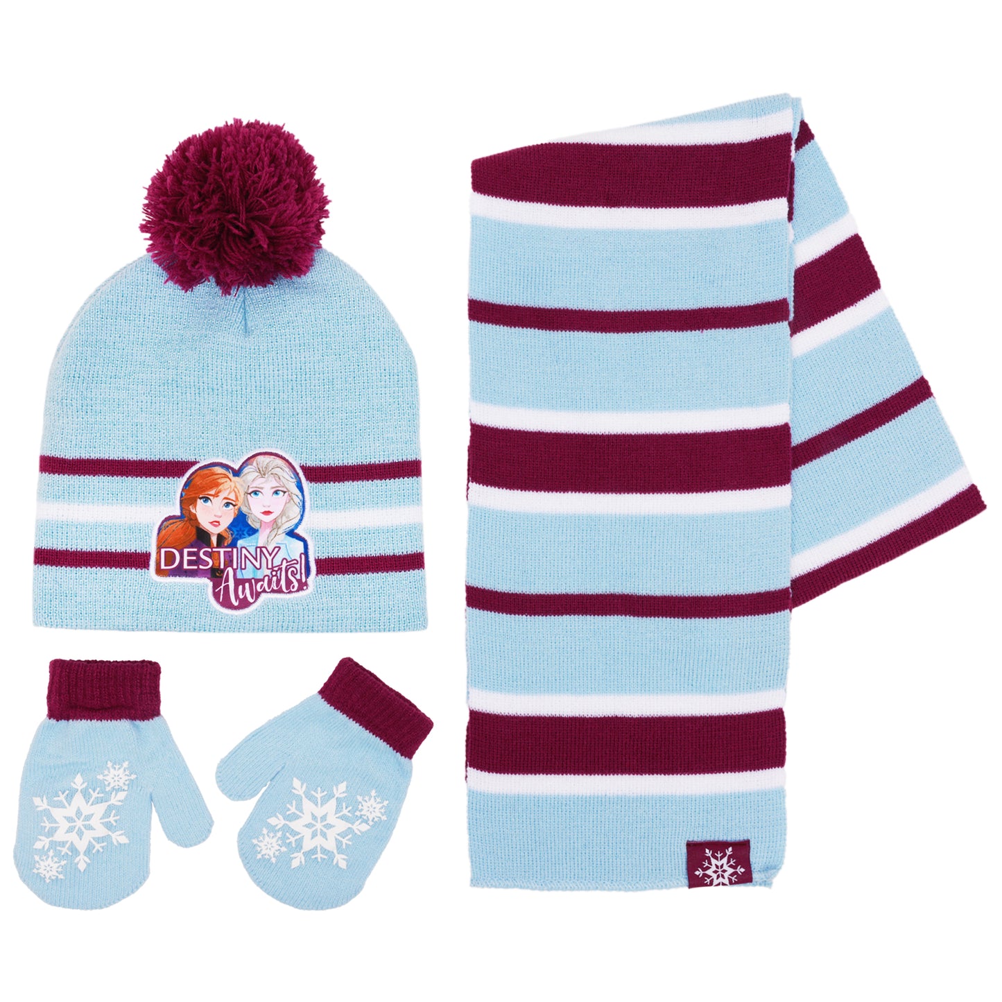 Disney Frozen Toddler Girls’ Winter Hat, Scarf & Mittens Set – “Destiny Awaits”