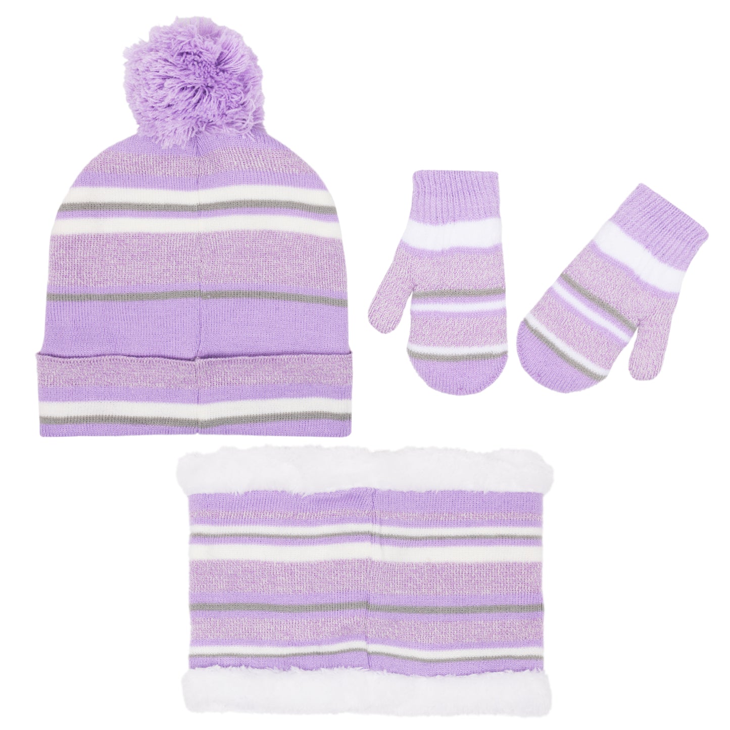 Disney Frozen Toddler Girls’ Winter Hat, Neck Warmer & Mittens Set – Anna & Elsa Purple