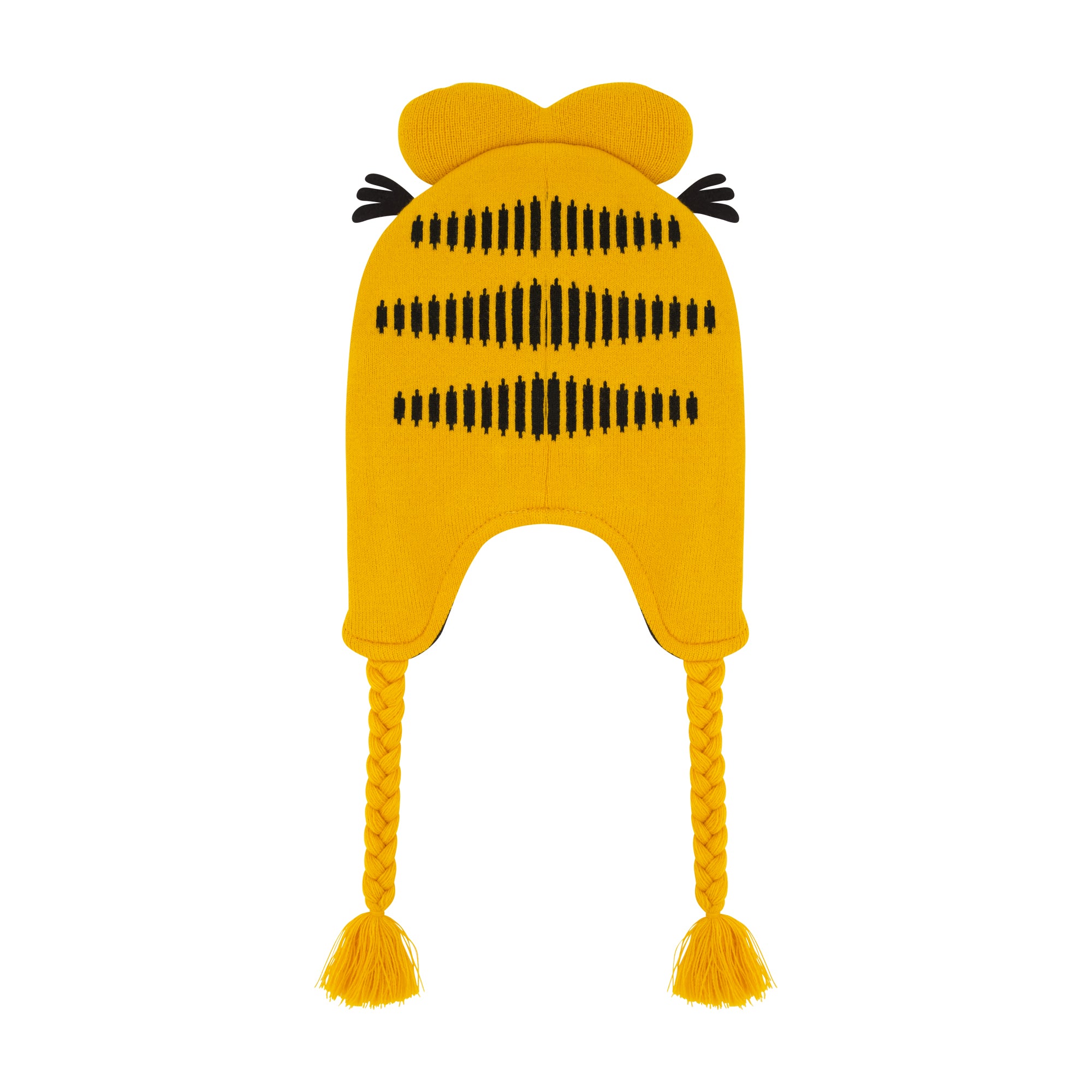 Concept One Garfield Beanie Hat, Peruvian Winter Knit Cap with 3D Cat Ears and Tassels