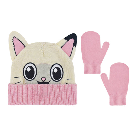 DreamWorks Gabby's Dollhouse Kids Beanie Hat and Gloves Set