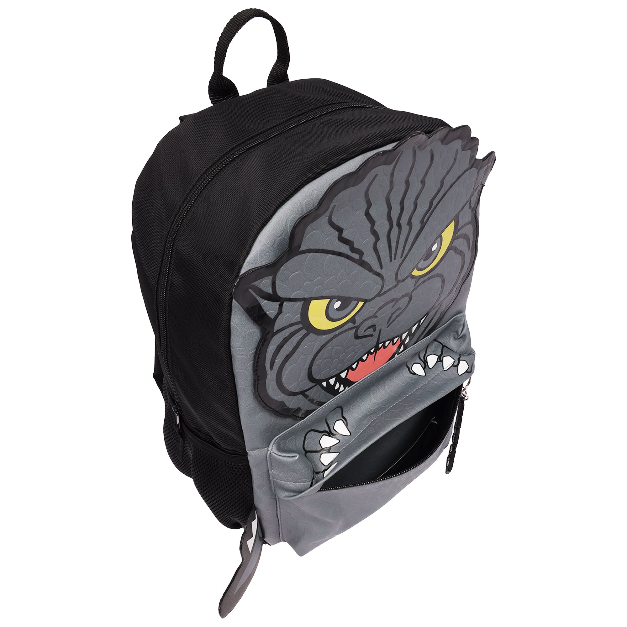 Godzilla Full-Size Classic Backpack – 3D Character Front, Mesh Airflow Backpanel & School Bookbag
