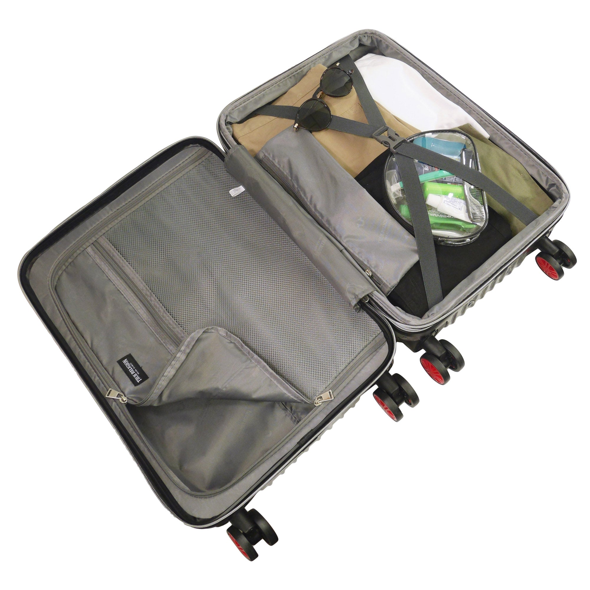 True Religion 22.5" Hardcase Checkered carry-on with big logo, BLACK