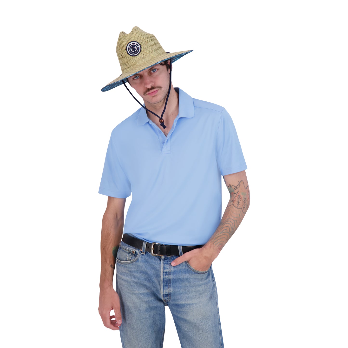 Element Woven Seagrass Lifeguard Hat with Camo Under Brim and Braided Chin Cord