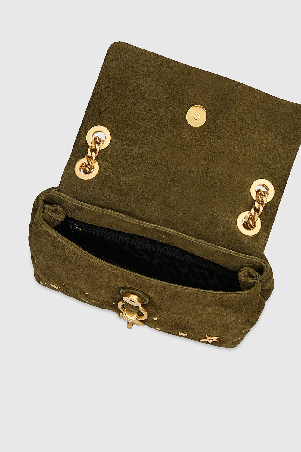 Rebecca Minkoff Edie Crossbody With Celestial Studs Dark Olive