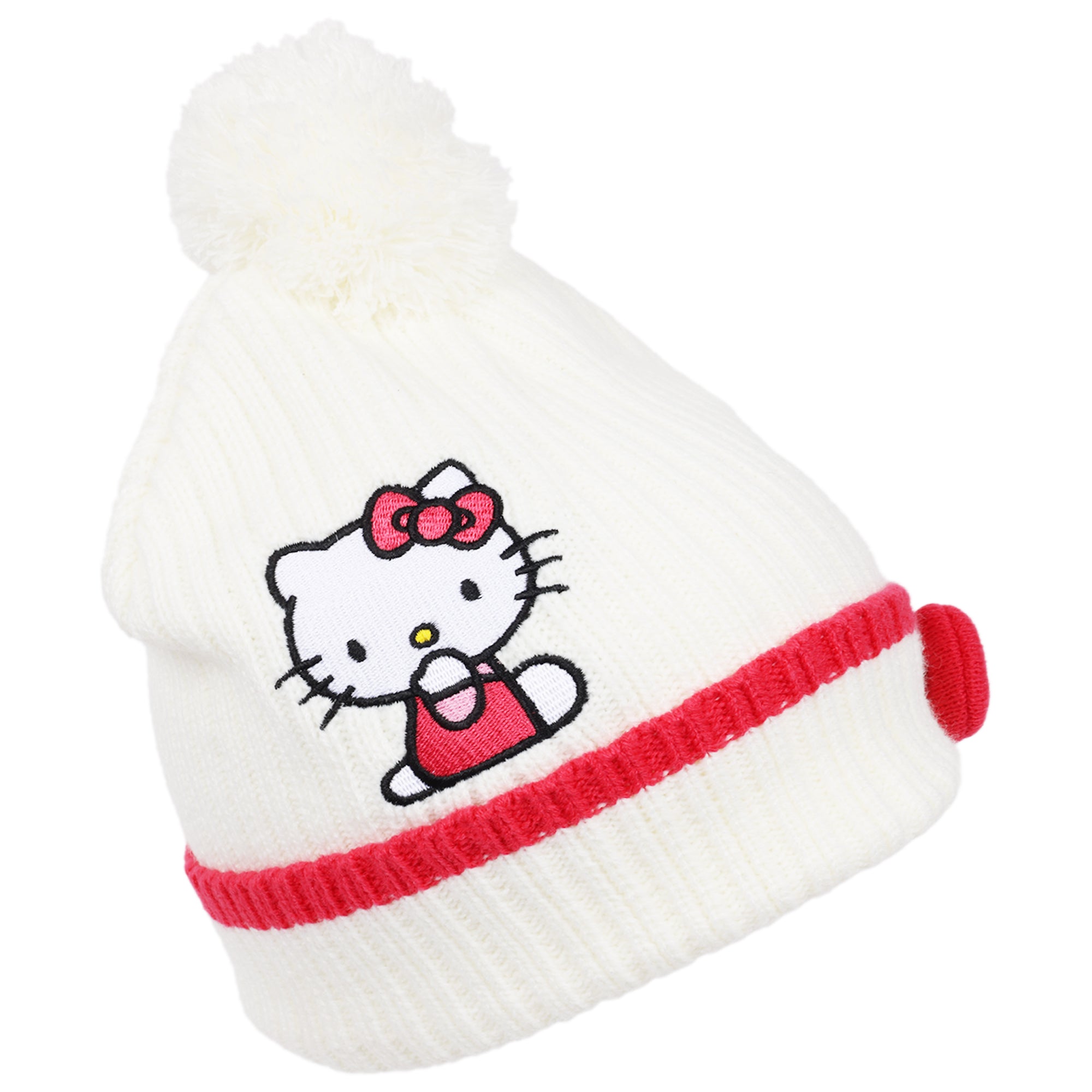 Sanrio Hello Kitty Pattern Scarf and 3D Bow Beanie Set