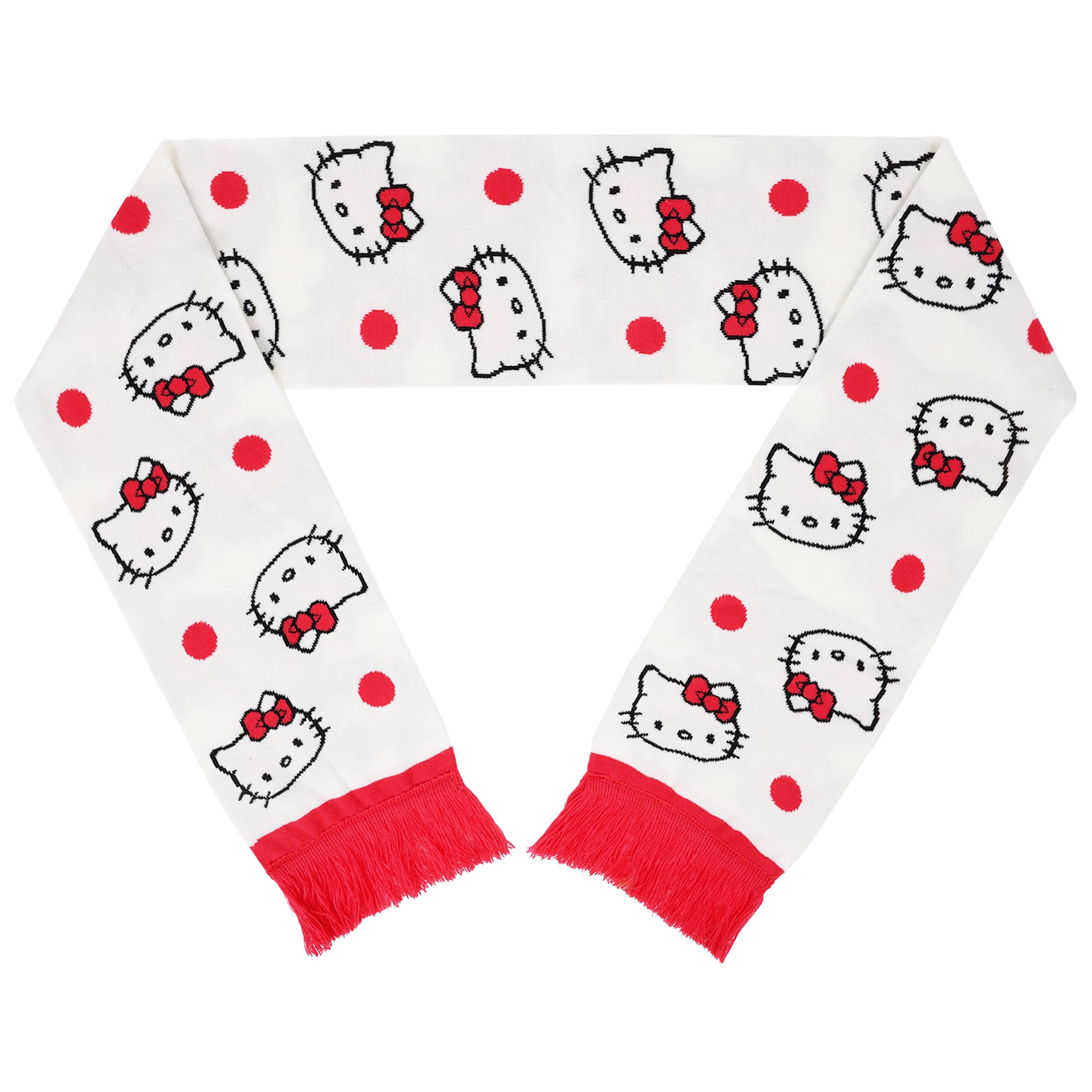 Sanrio Hello Kitty Pattern Scarf and 3D Bow Beanie Set