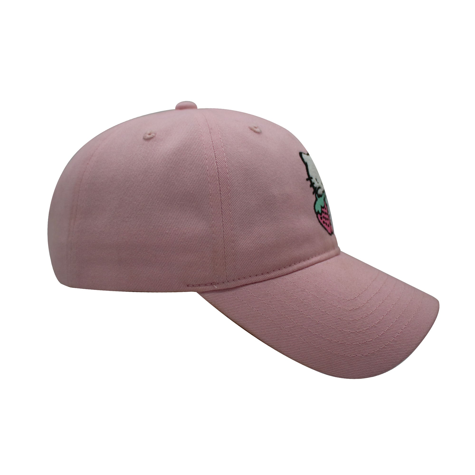 Hello Kitty Dad Hat, Strawberries Adjustable Baseball Cap with Curved Brim, Pink, One