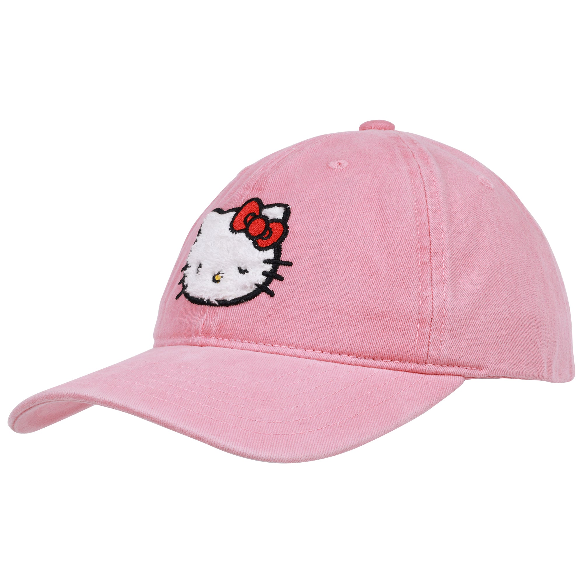 Concept One Hello Kitty Baseball Cap, Adjustable Cotton Dad Hat with Curved Brim, Chenille Patch