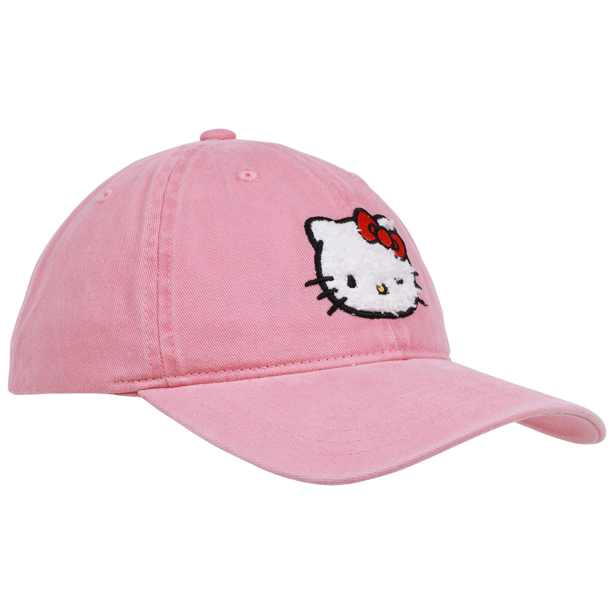 Concept One Hello Kitty Baseball Cap, Adjustable Cotton Dad Hat with Curved Brim, Chenille Patch