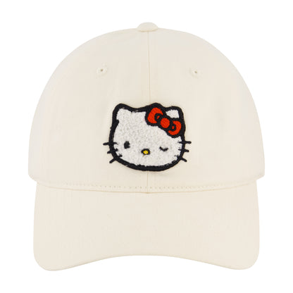 Sanrio Hello Kitty Chenille Patch Dad Cap,Off White