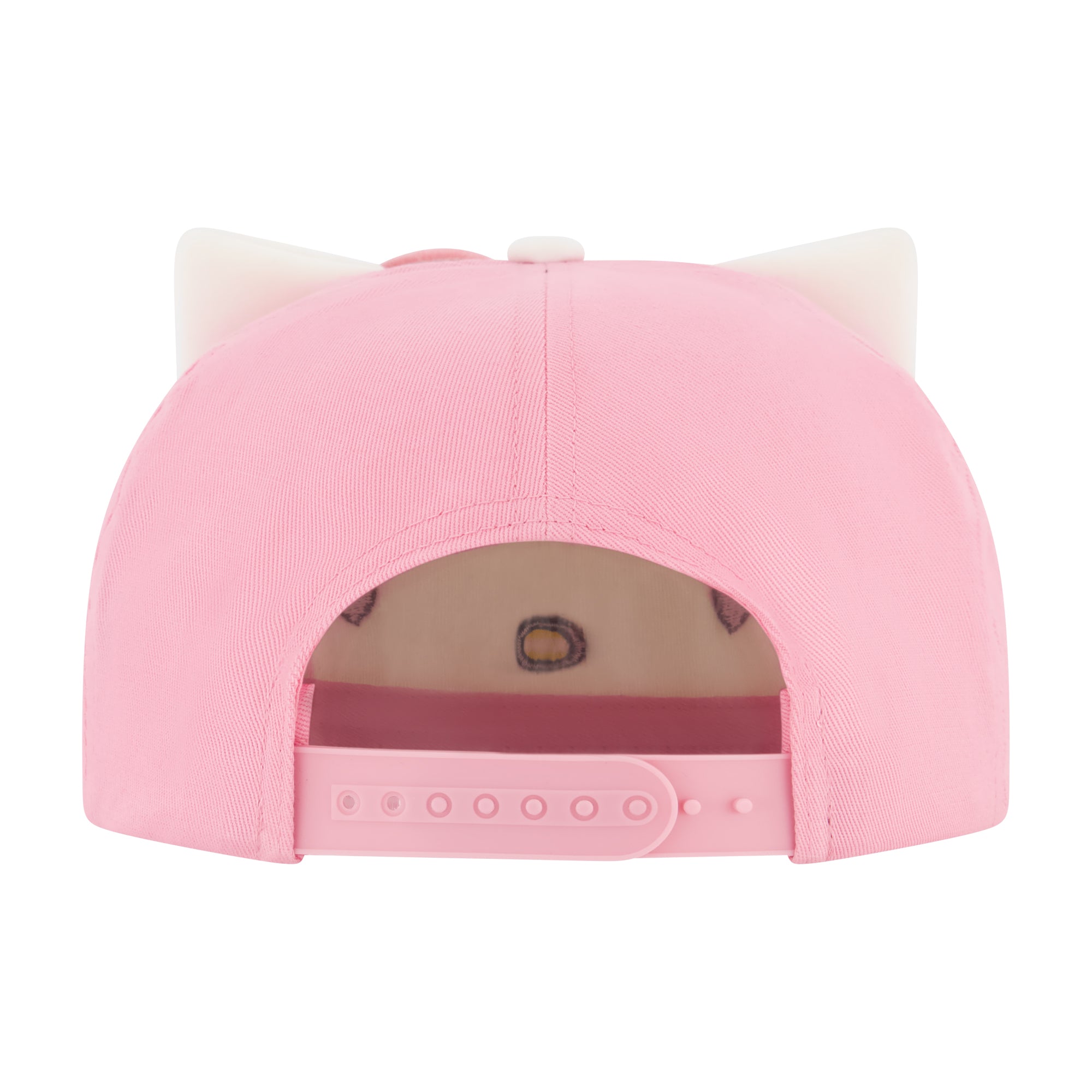 Hello Kitty Baseball Cap, Women's Snapback Hat with Flat Brim and 3D Ribbon and Ears, Pink, One Size