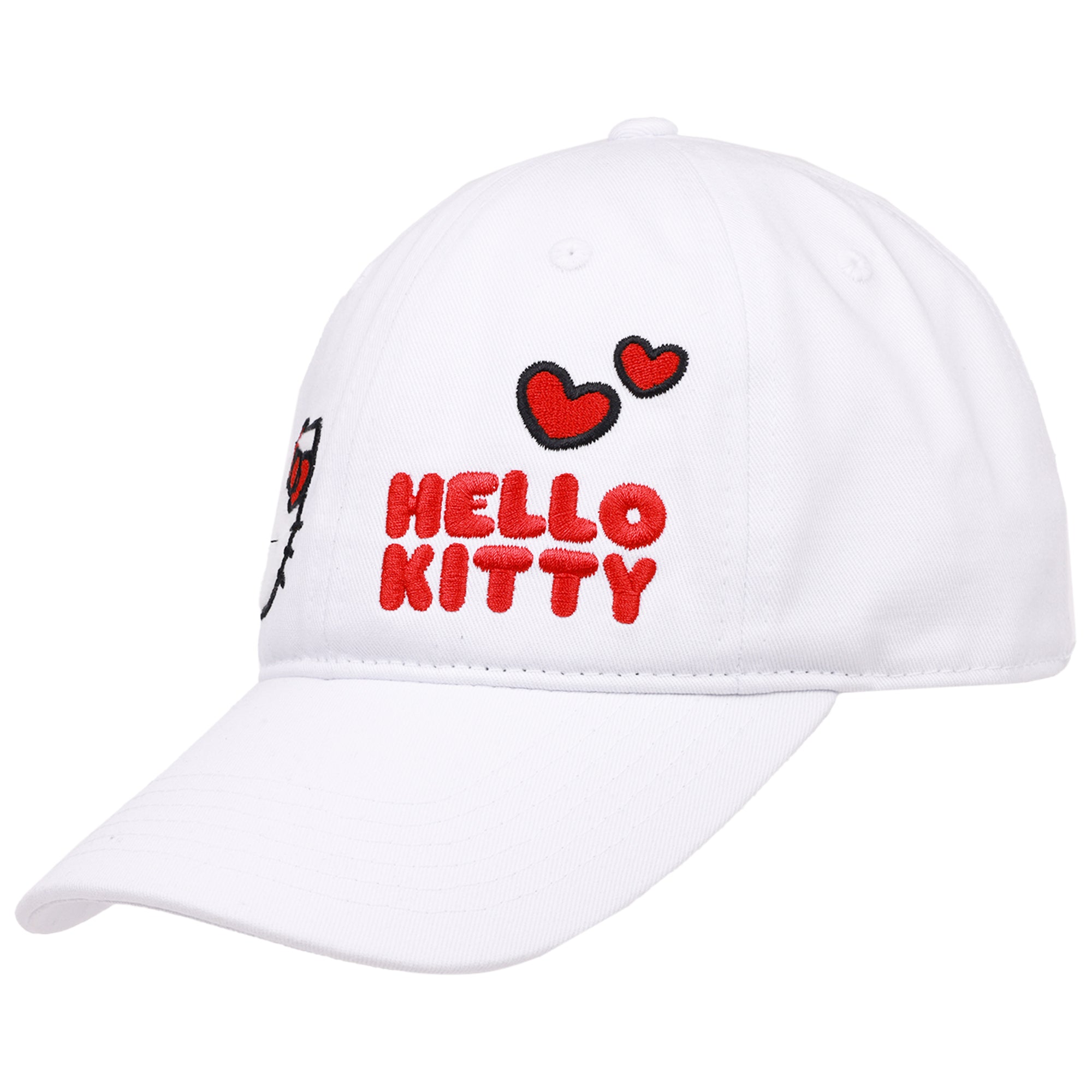 Sanrio Hello Kitty Chenille Patch Baseball Hat – White Adjustable Dad Cap