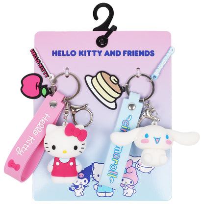 Sanrio Hello Kitty & Cinnamoroll Keychain Set – Officially Licensed 3D Character Lanyard Keychains