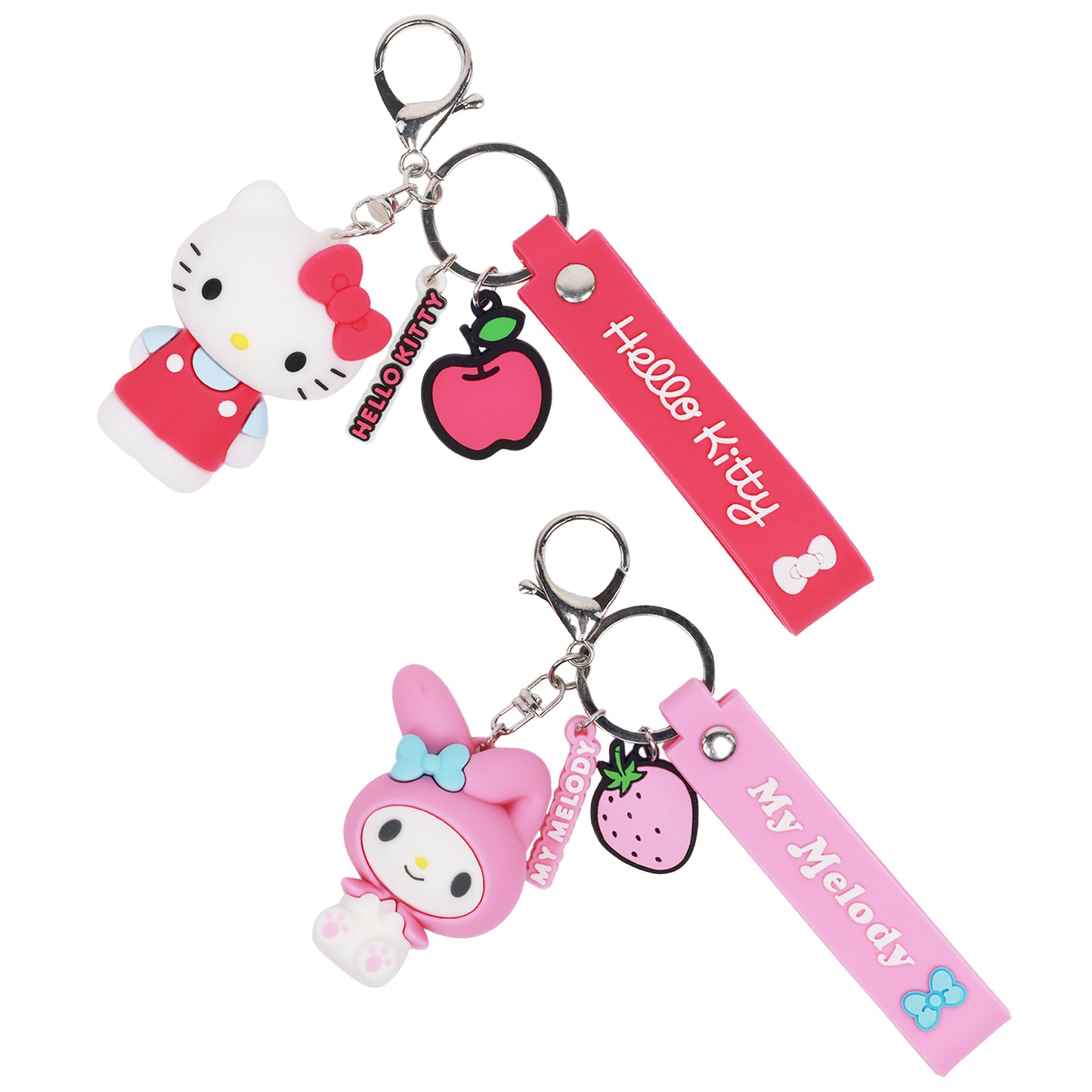 Sanrio Hello Kitty & My Melody Keychain Set – Officially Licensed 3D Character Lanyard Keychains