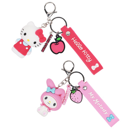 Sanrio Hello Kitty & My Melody Keychain Set – Officially Licensed 3D Character Lanyard Keychains