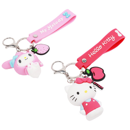 Sanrio Hello Kitty & My Melody Keychain Set – Officially Licensed 3D Character Lanyard Keychains