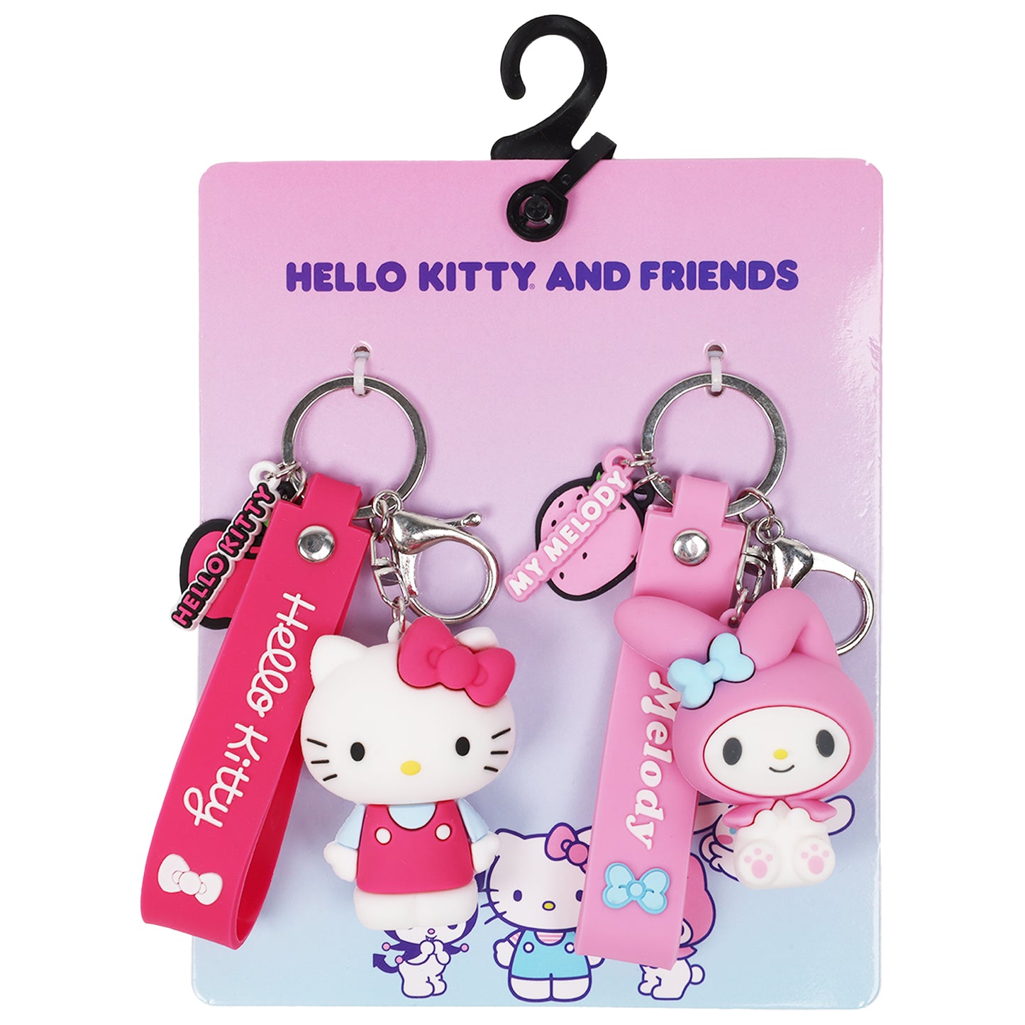 Sanrio Hello Kitty & My Melody Keychain Set – Officially Licensed 3D Character Lanyard Keychains