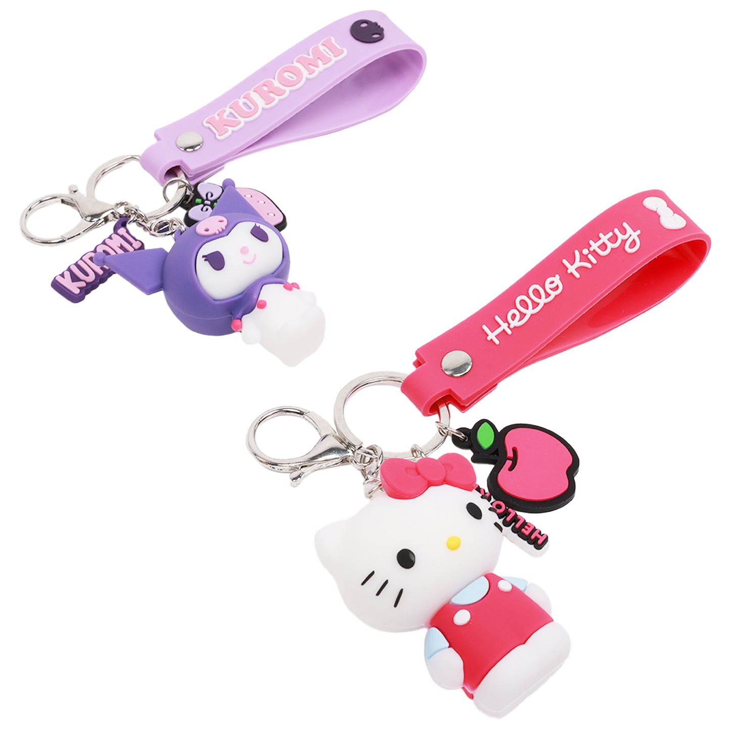 Sanrio Hello Kitty & Kuromi Keychain Set – Officially Licensed 3D Character Lanyard Keychains