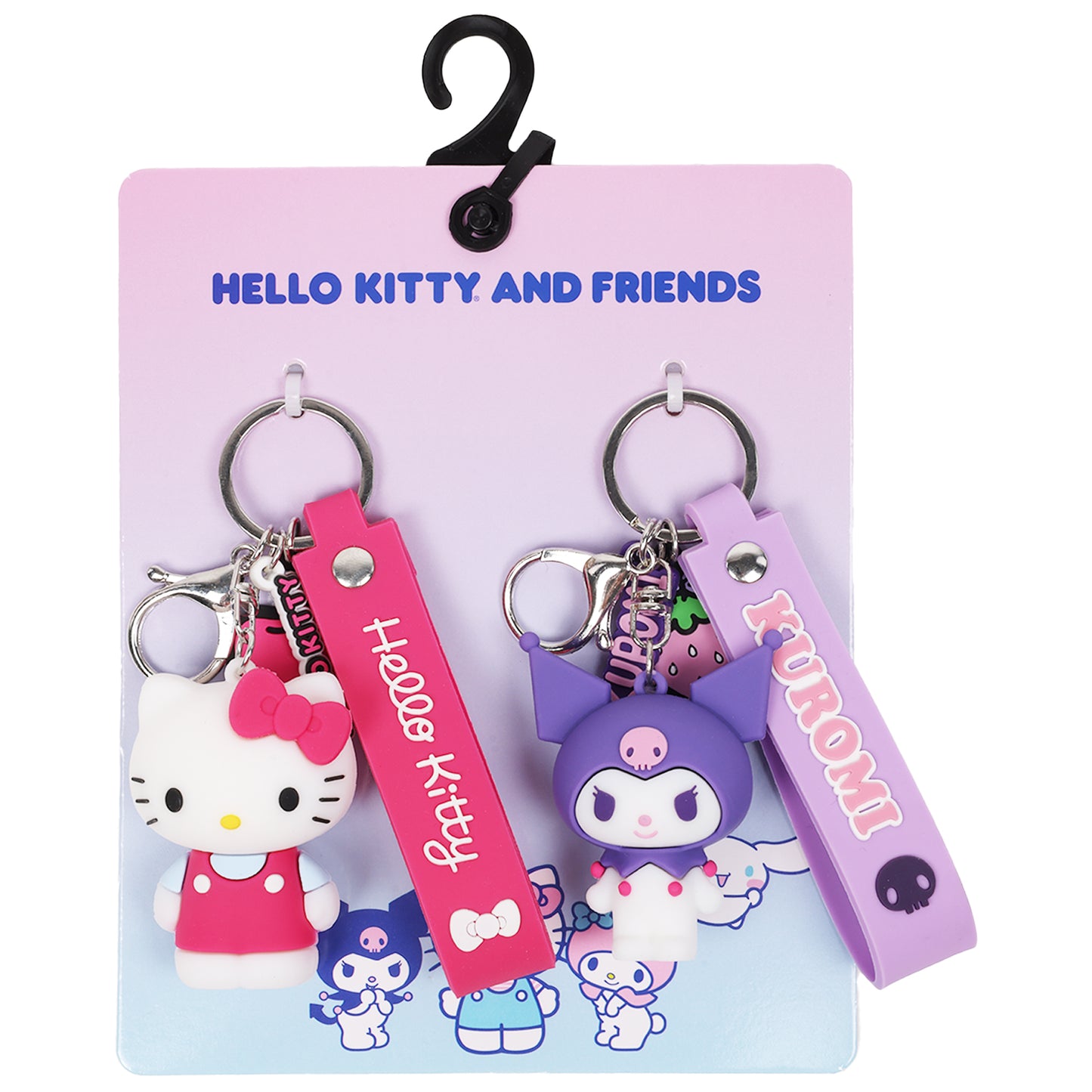 Sanrio Hello Kitty & Kuromi Keychain Set – Officially Licensed 3D Character Lanyard Keychains