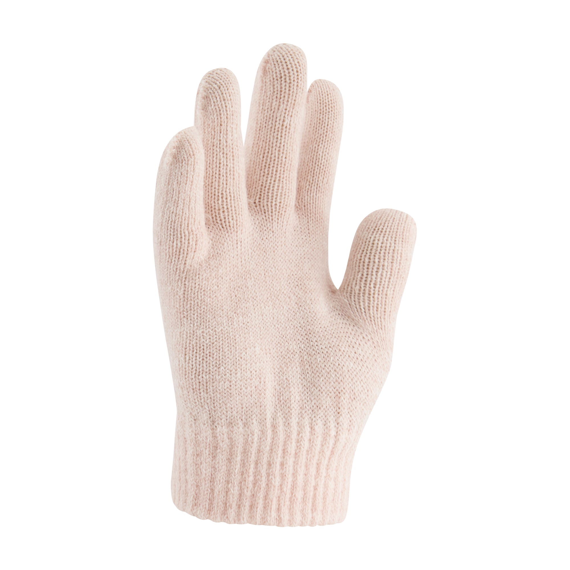 Hello Kitty Beanie Hat and Gloves Set, Girls Cuffed Marled Winter Knit Cap with Pom and Matching Mittens, Pink, One Size