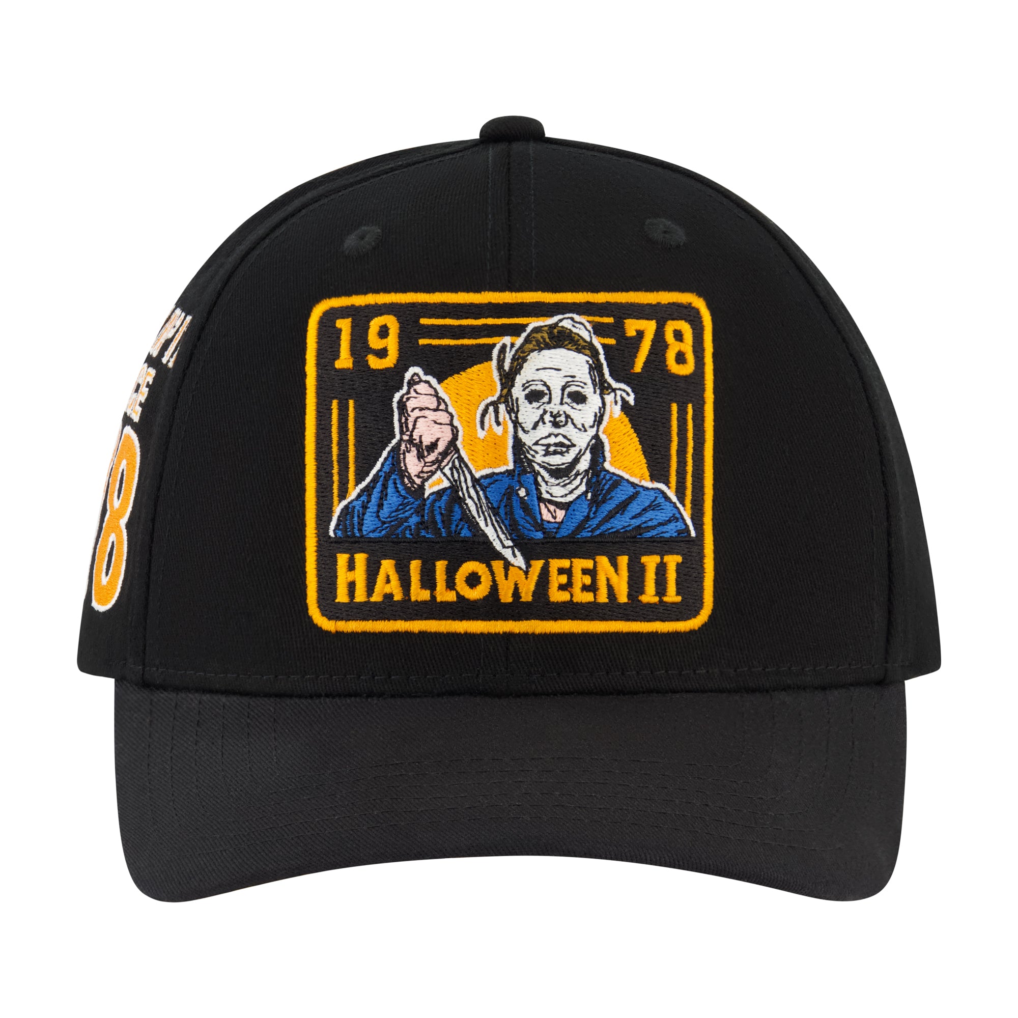 Halloween Baseball Cap, Michael Myers Snapback Hat with Curved Brim, Black, One Size