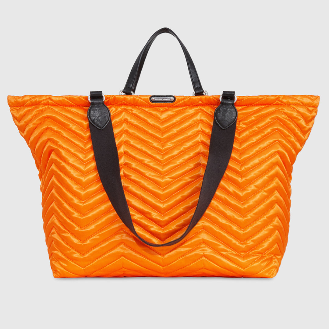 Rebecca Minkoff Quilted Nylon Sienna Tote Neon Orange