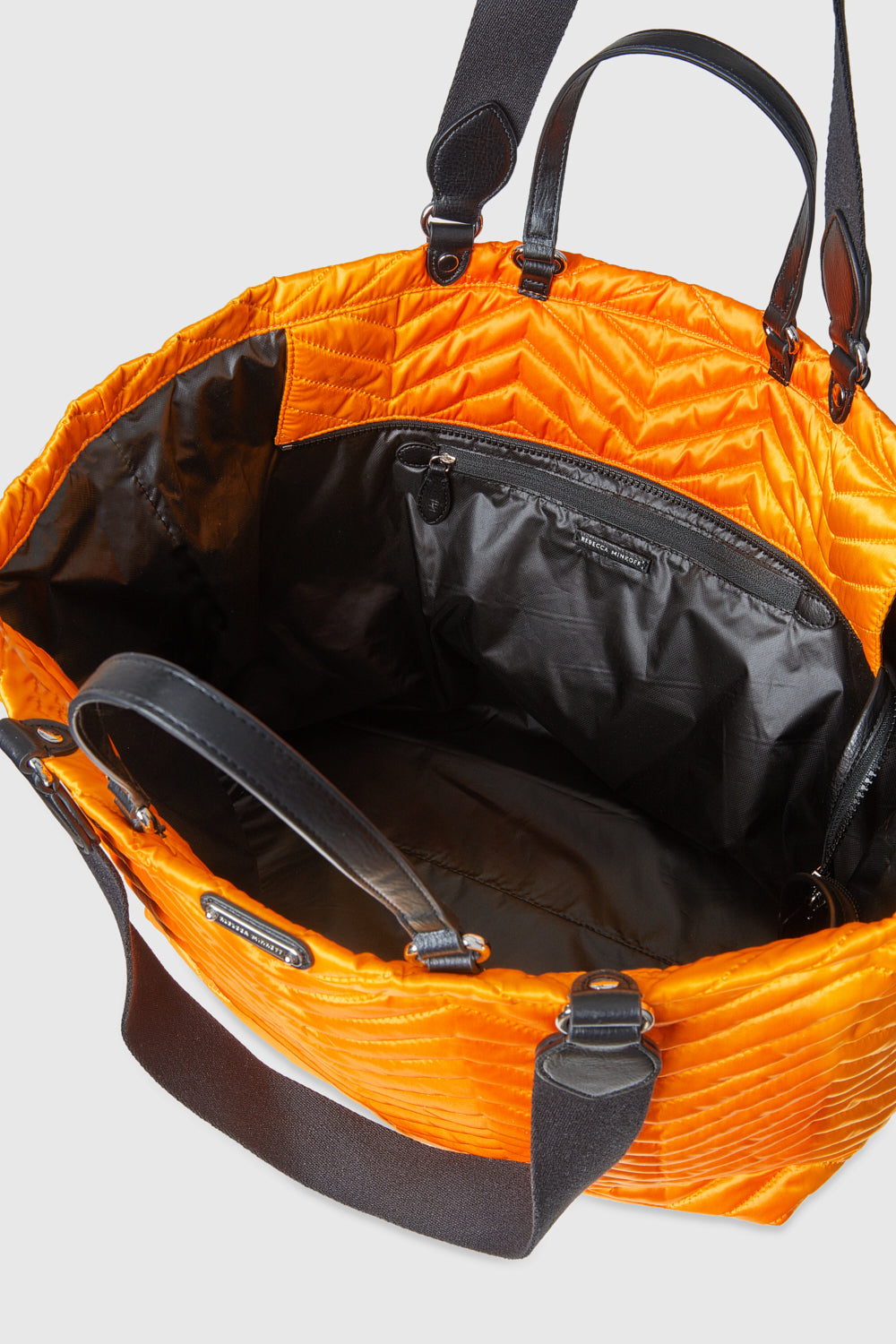 Rebecca Minkoff Quilted Nylon Sienna Tote Neon Orange