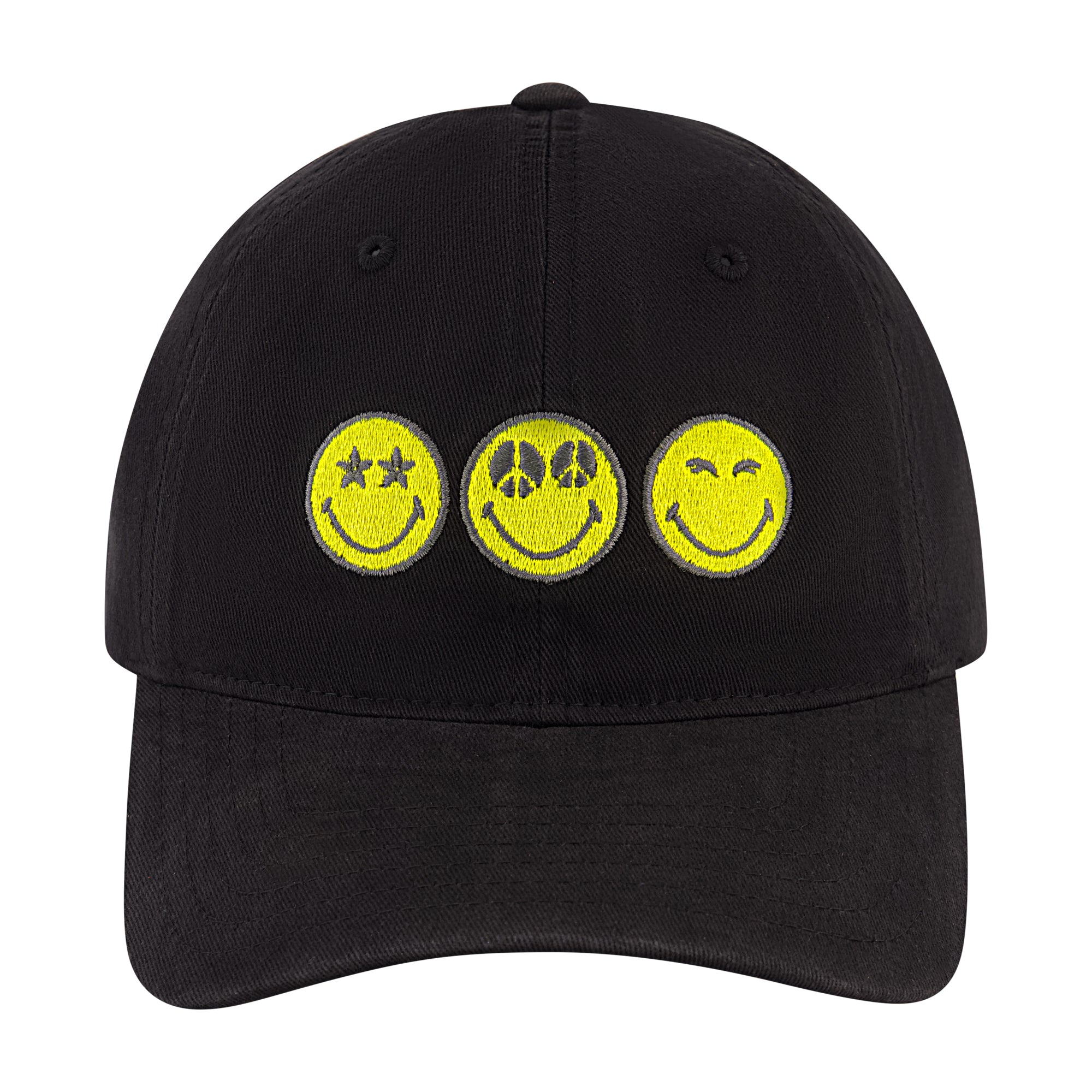 Smileyworld Smilie Peace Eyes Dad Cap,Black