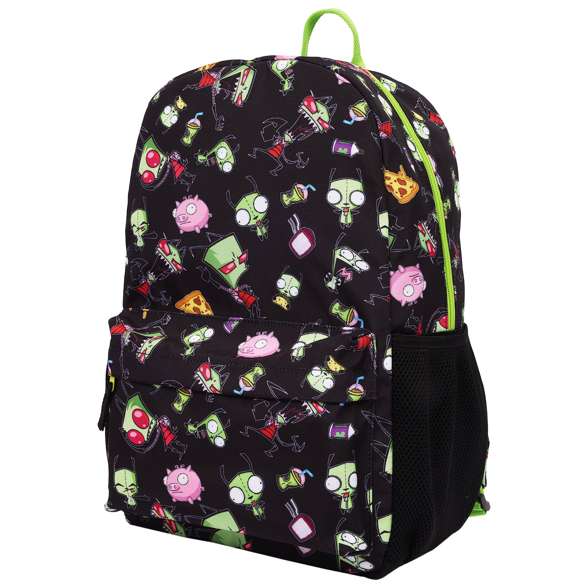 Nickelodeon Invader Zim Full-Size Classic Backpack – All-Over Print, Mesh Airflow Backpanel & School Bookbag