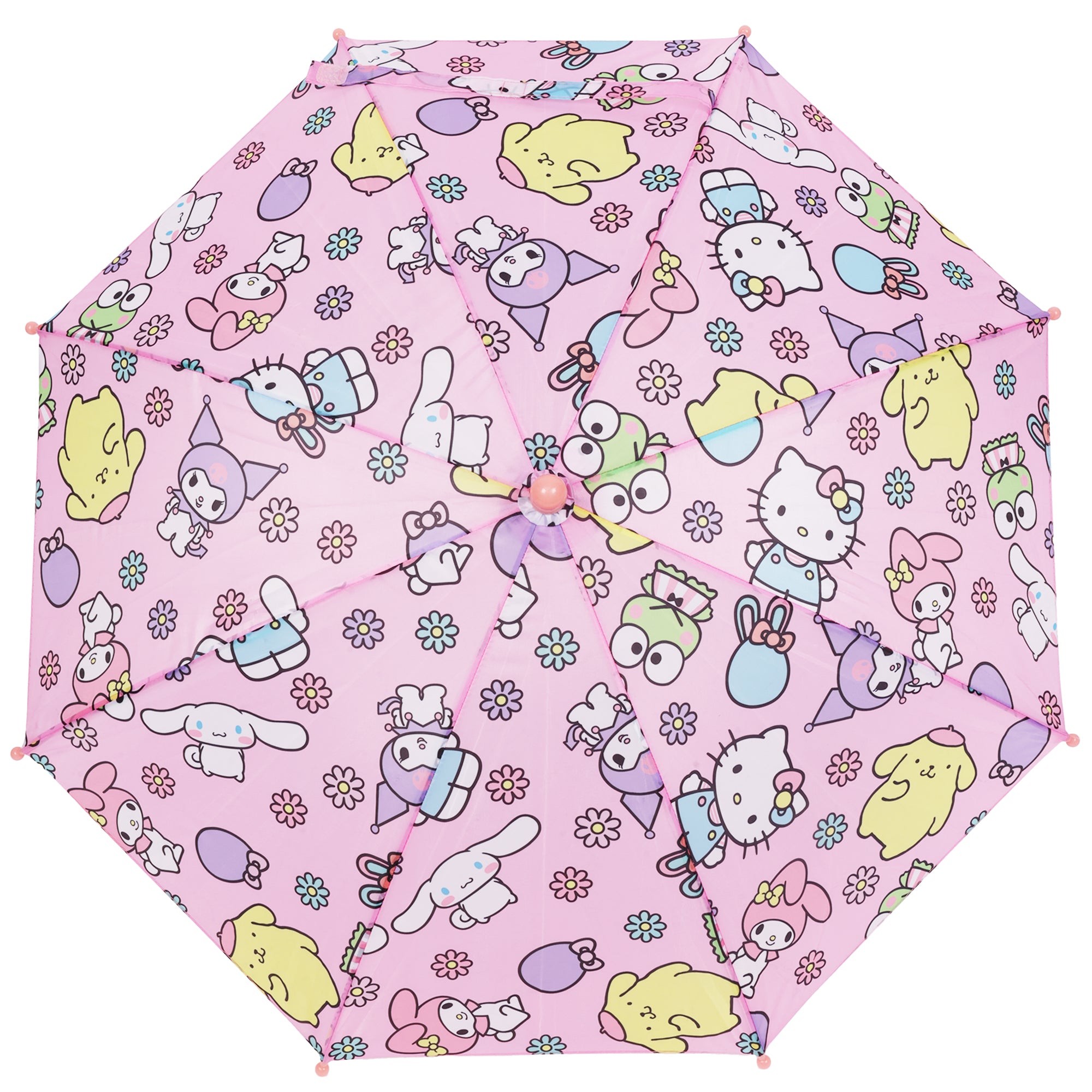 SANRIO Hello Kitty & Friends Kids Umbrella – 31” Arc Pink Umbrella with My Melody, Kuromi, Keroppi & Cinnamoroll (8 Panel)