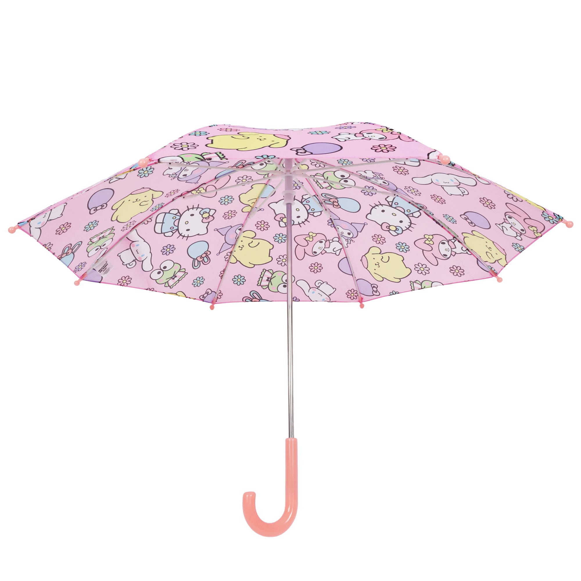 SANRIO Hello Kitty & Friends Kids Umbrella – 31” Arc Pink Umbrella with My Melody, Kuromi, Keroppi & Cinnamoroll (8 Panel)