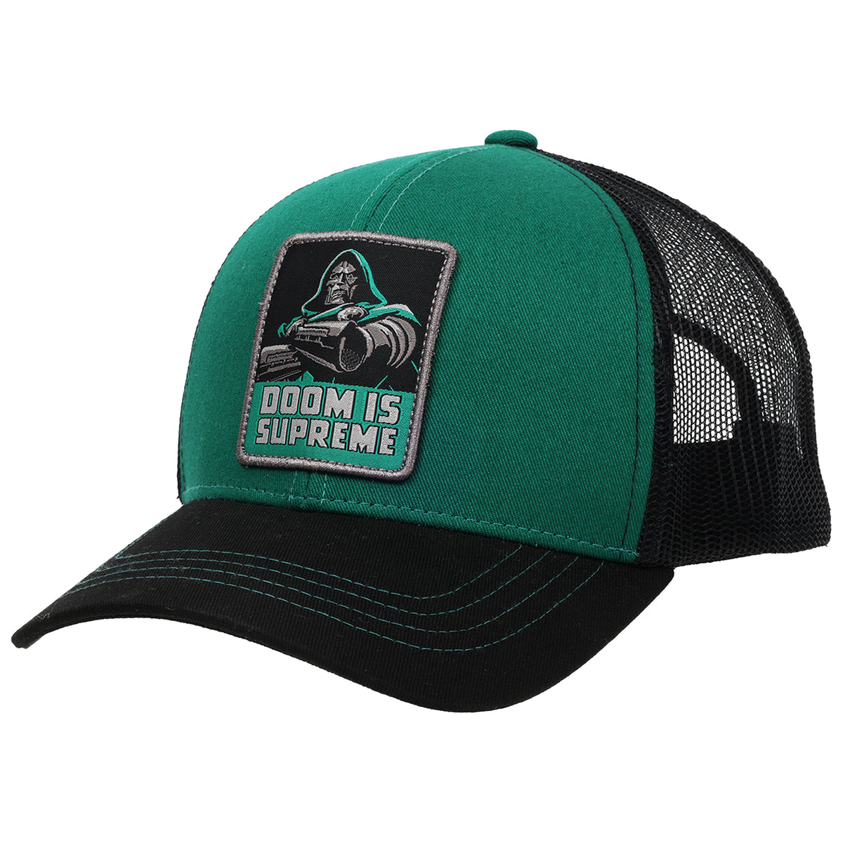 Marvel Doctor Doom “Doom Is Supreme” Trucker Hat – Green & Black