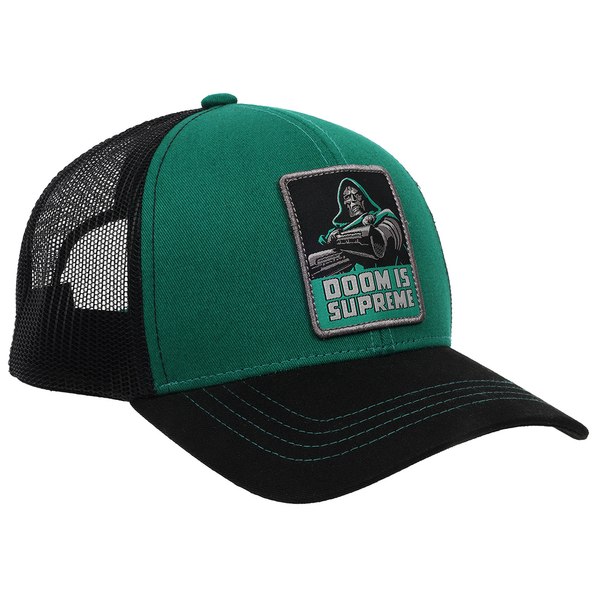 Marvel Doctor Doom “Doom Is Supreme” Trucker Hat – Green & Black