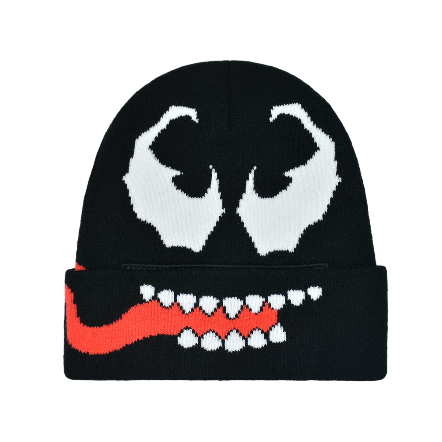 Marvel Venom Intarsia Roll Down Cuff Beanie Hat, Black, One Size