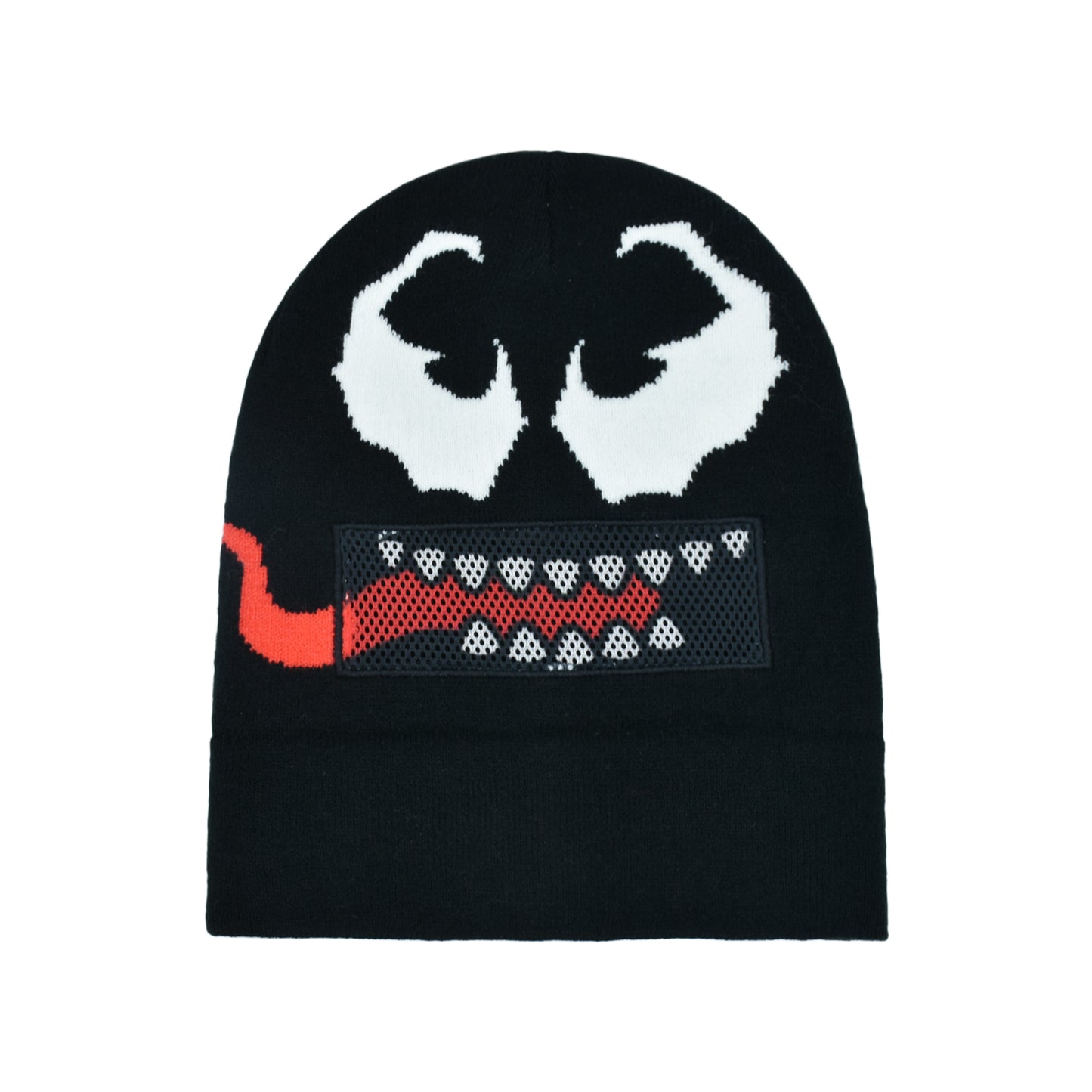 Marvel Venom Intarsia Roll Down Cuff Beanie Hat, Black, One Size