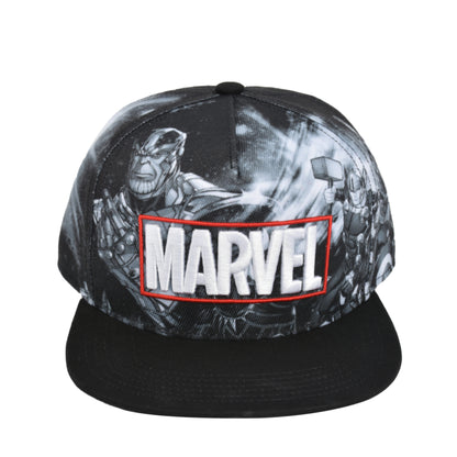 Concept One Marvel The Avengers and Thanos Baseball Hat, Flat Brim Adult Adjustable Snapback Ball Cap, Black, One Size