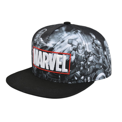Concept One Marvel The Avengers and Thanos Baseball Hat, Flat Brim Adult Adjustable Snapback Ball Cap, Black, One Size