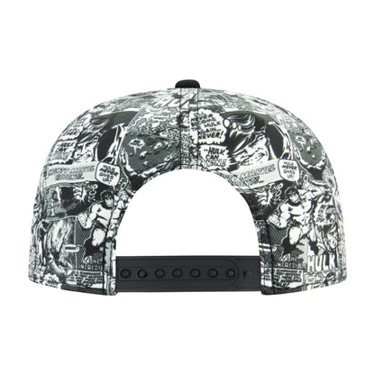 Marvel Hulk Comic Print Baseball Cap with Metal Logo Badge – Adjustable Snapback