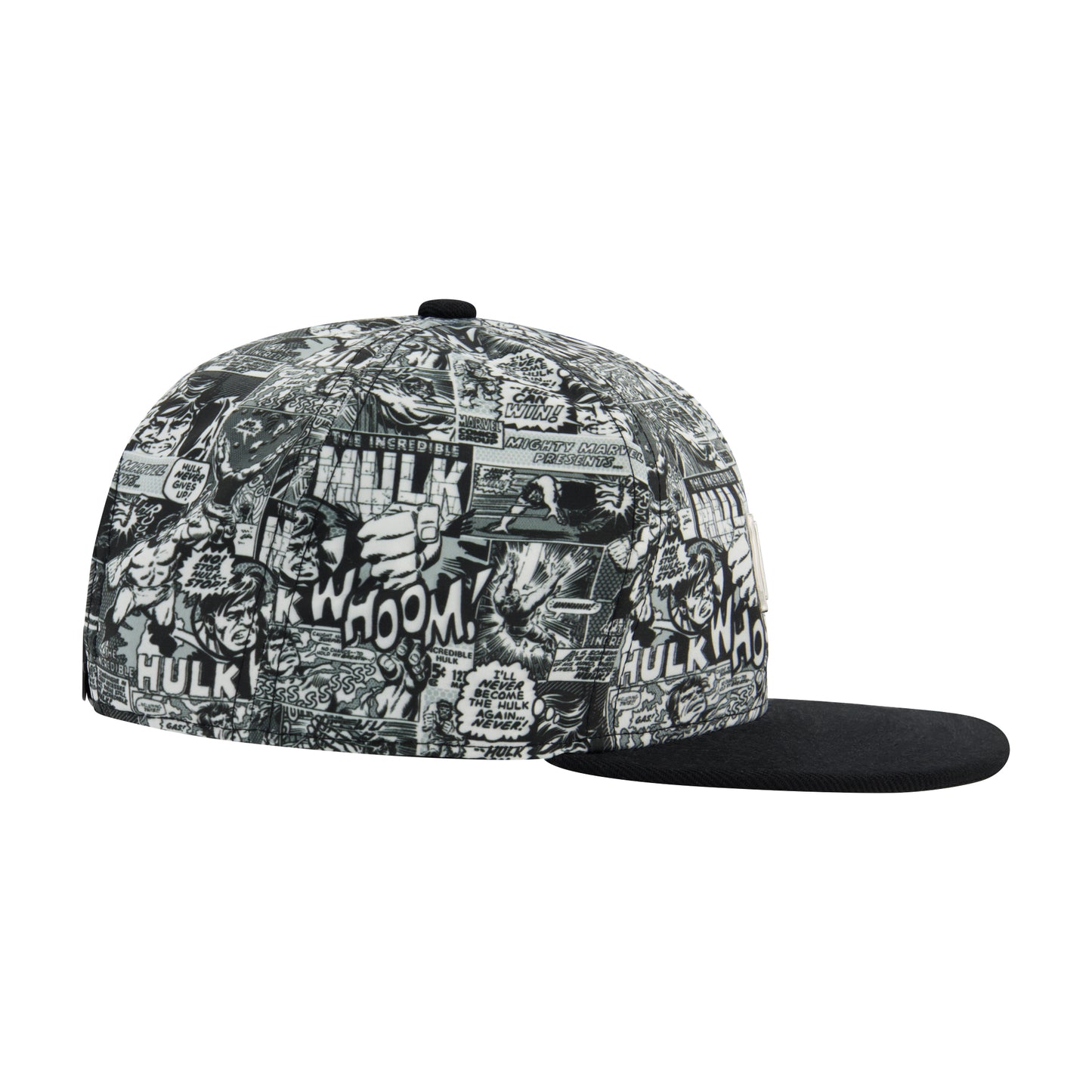 Marvel Hulk Comic Print Baseball Cap with Metal Logo Badge – Adjustable Snapback