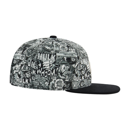 Marvel Hulk Comic Print Baseball Cap with Metal Logo Badge – Adjustable Snapback