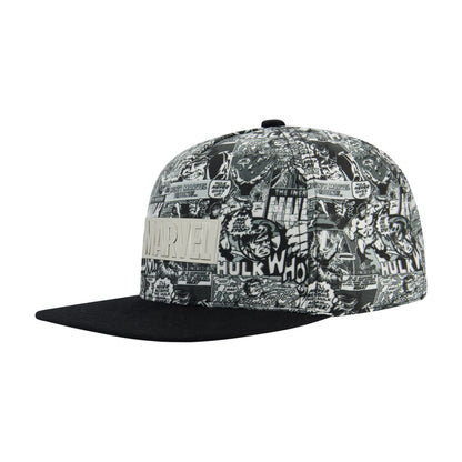 Marvel Hulk Comic Print Baseball Cap with Metal Logo Badge – Adjustable Snapback