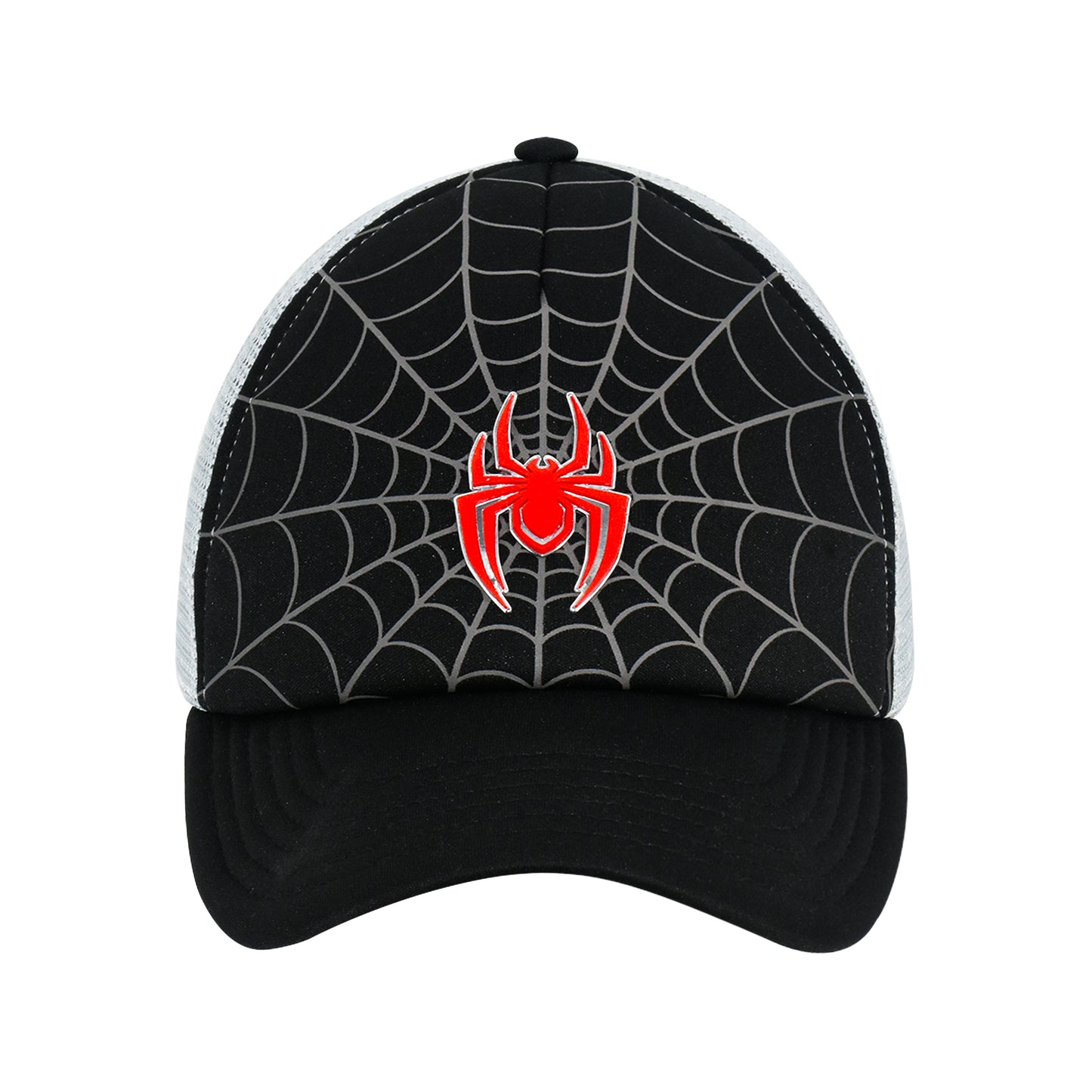 Marvel Spider-Man Baseball Cap, Miles Morales Logo Adjustable Snapback Hat with Curved Brim, Black, One Size